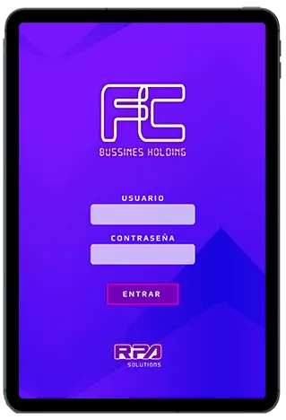 imagen de una ipad mostrando un panel de acceso a un sitio con RPA